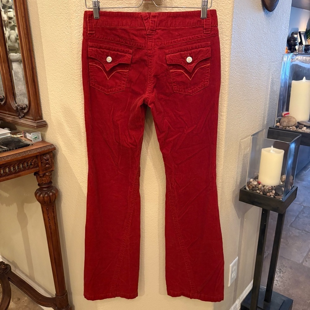 Vintage PRETTY GOOD Rust Orange Red Low-Rise Corduroy Jeans Size Medium